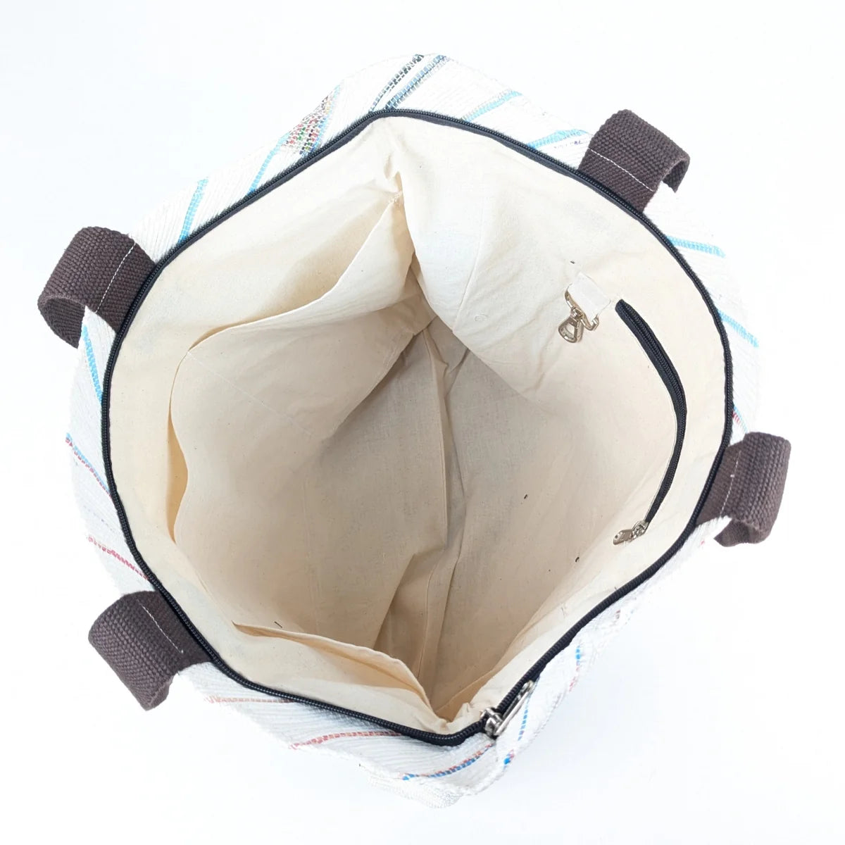 Handgefertigte Designer Strandtasche aus recycelten Plastiktüten