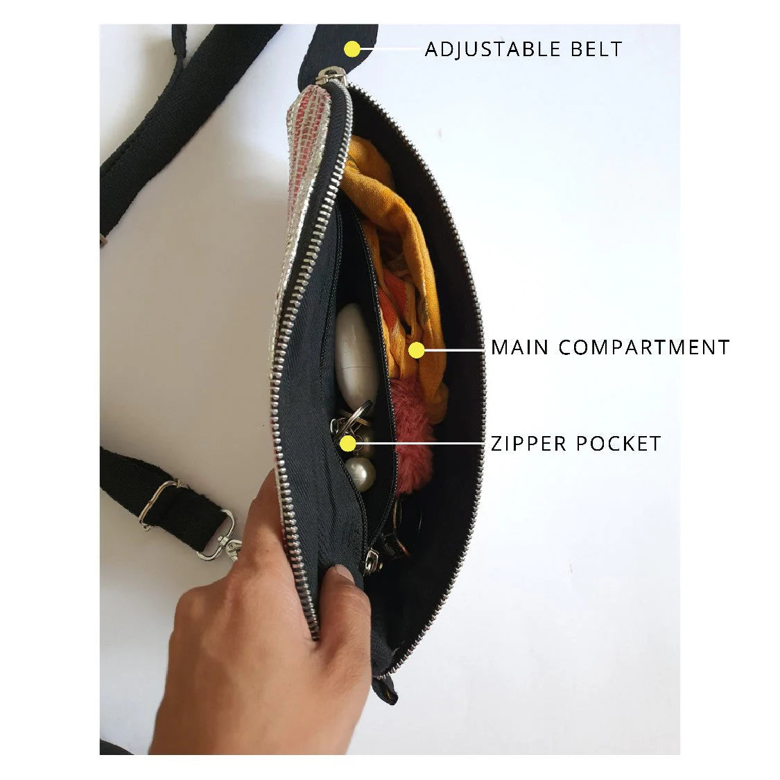 reCharkhas handgefertigte Gürteltasche aus recycelten Plastiktüten