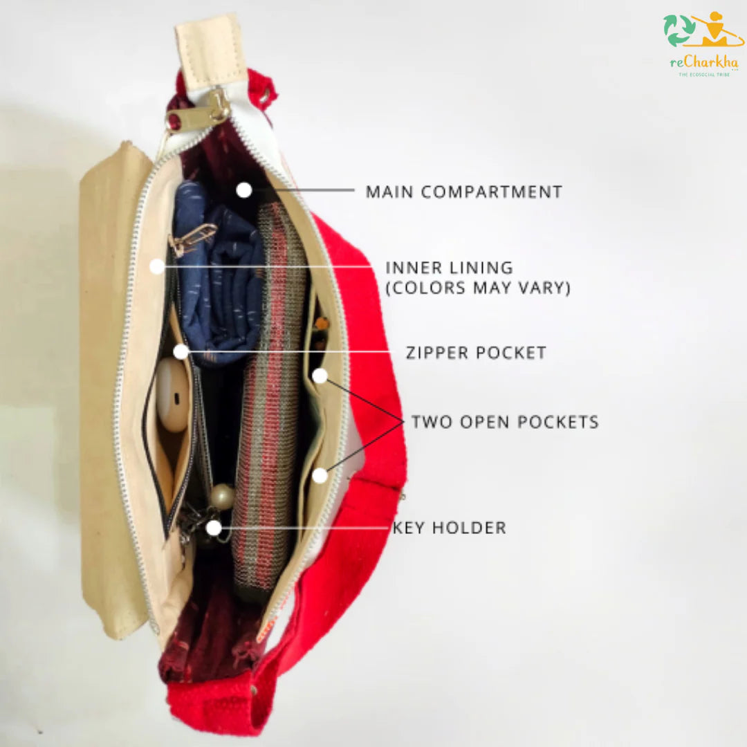 reCharkhas handgefertigte Messenger-Tasche aus recycelten Plastiktüten