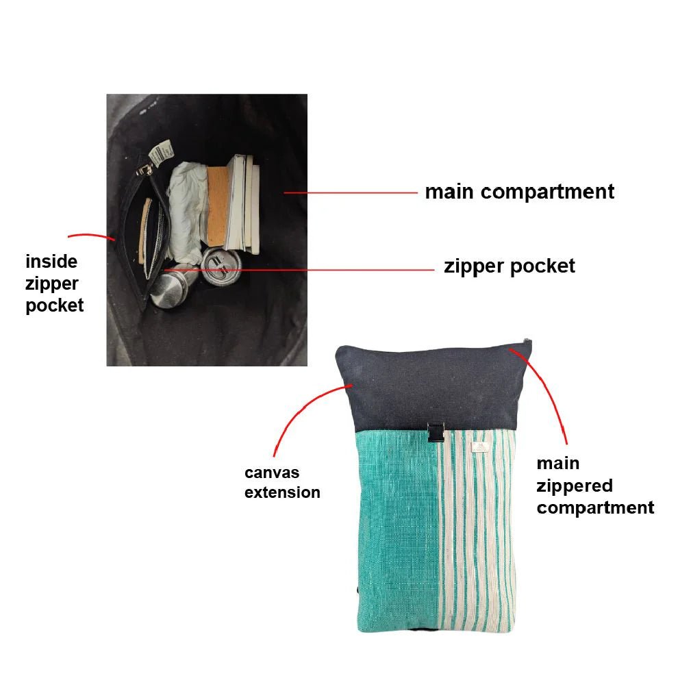 Handgefertigter Rucksack aus recycelten Plastiktüten - Chamak
